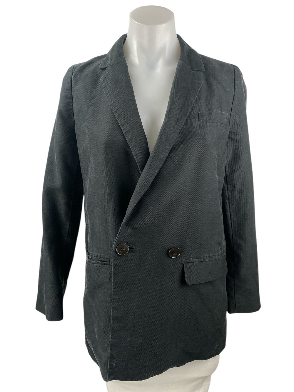 Madewell Women Gray Long Sleeve Double Breasted Notch Blazer Coat Jacket Size XS